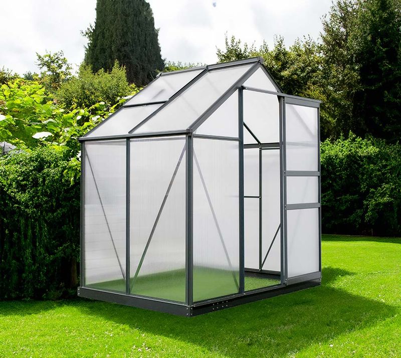 Antracit aluminijasti rastlinjak Flora 2,51 m² - 132 x 192 x 202 cm