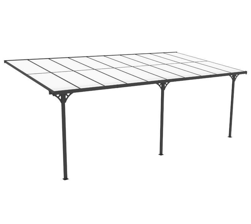 Aluminijasti nadstrešek Bruce 18,5 m² - 3,00 x 6,17 x 2,70 m - ČRNA