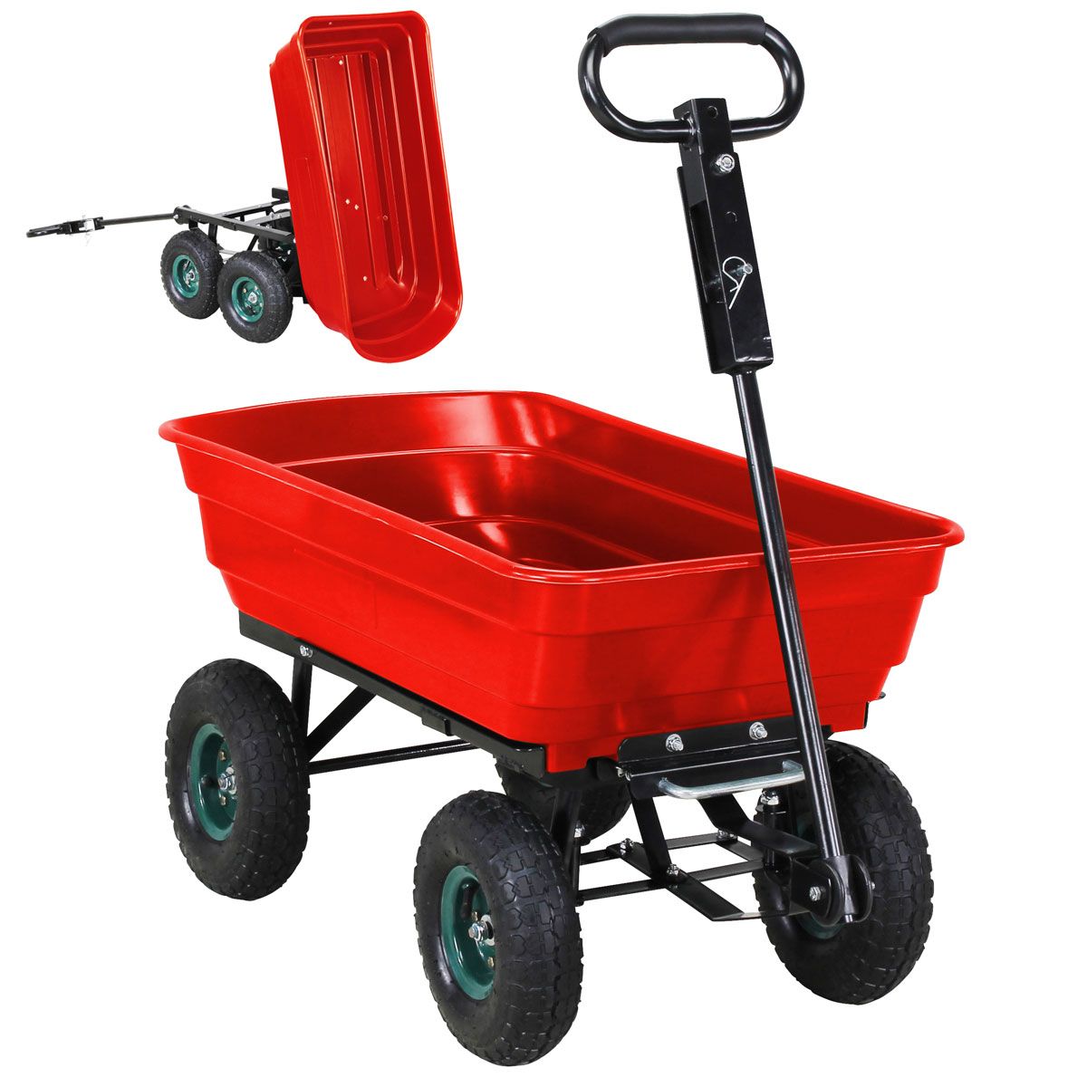 Ročni voziček z nosilnostjo 300 kg - 110 x 50 x 94 cm, Barva: Rdeča