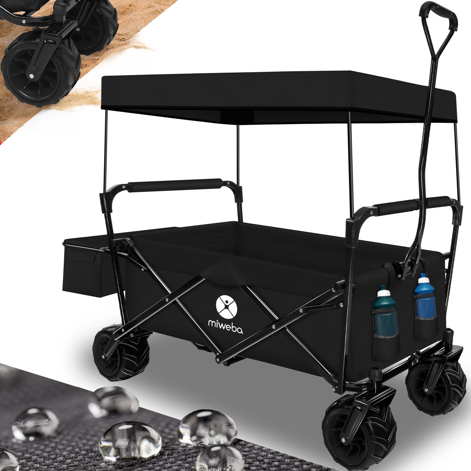 Zložljiv ročni voziček z nosilnostjo 100 kg - 128 x 57 x 119 cm, Barva: Črna