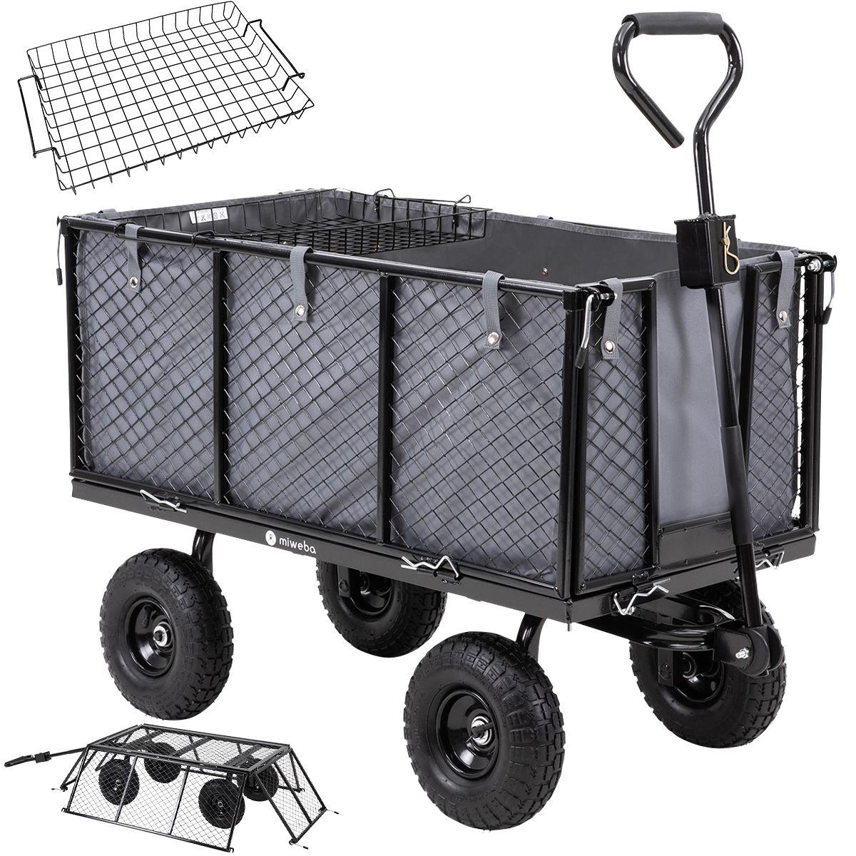 Ročni voziček z nosilnostjo 550 kg - 111 x 52 x 71 cm, Barva: Siva