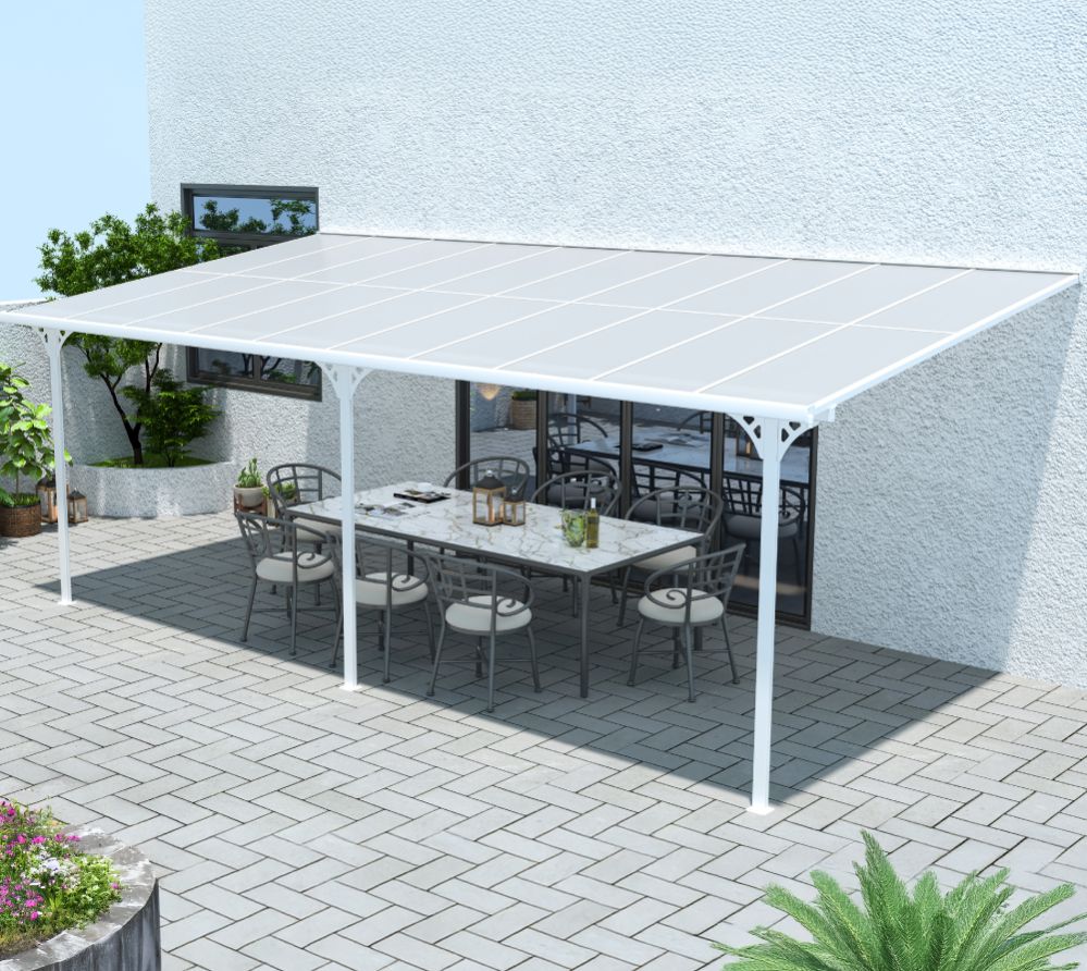 Aluminijasti nadstrešek Bruce 18,5 m² - 3,00 x 6,17 x 2,70 m - BELA