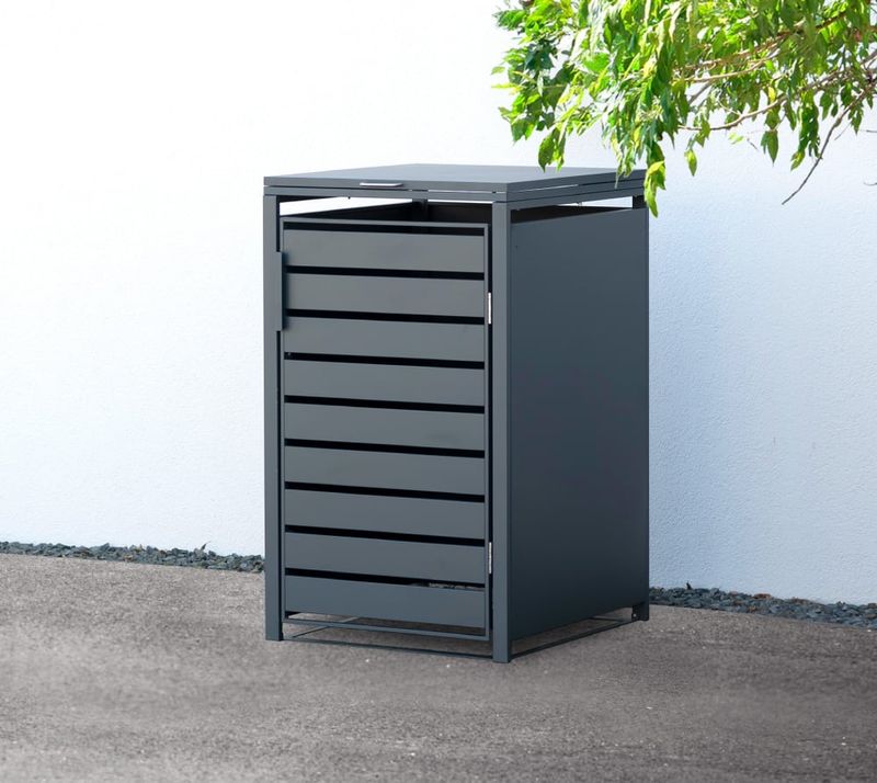 Kovinski boks za smetnjak - 240 litrov - 68 x 80 x 116 cm - ANTRACIT