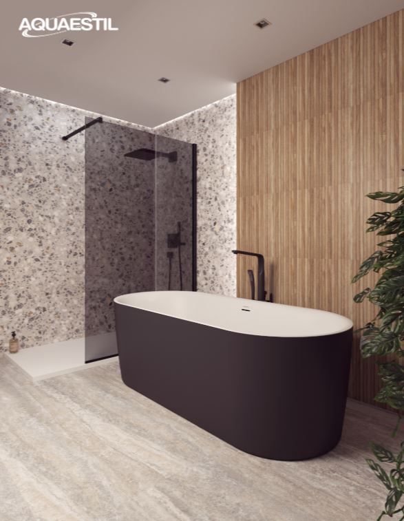 Aquaestil kopalna kad Metauro Free central 160×75, bela &amp; črna mat