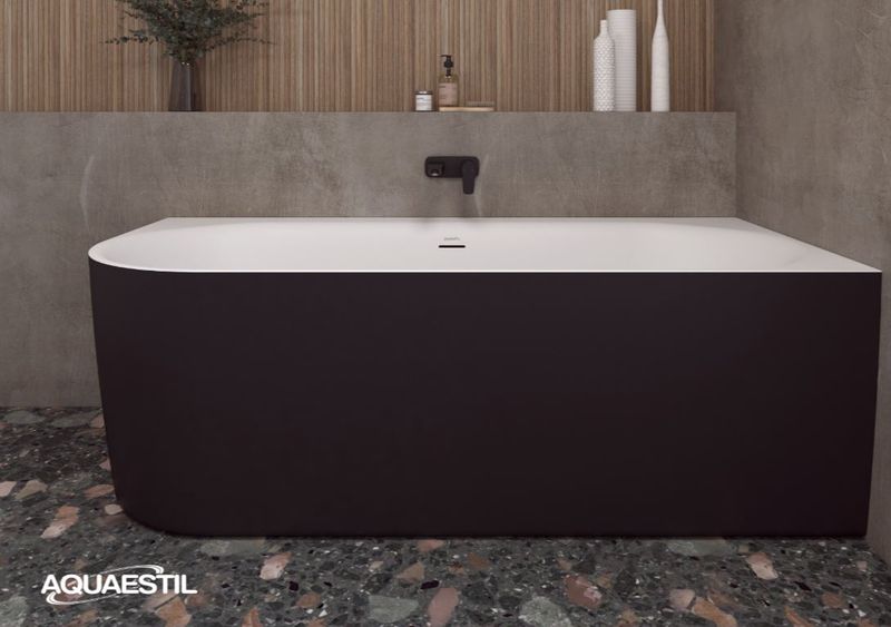 Aquaestil kopalna kad Metauro Free corner L/D 160×75, bela &amp; črna mat