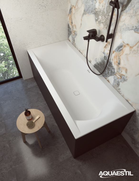 Aquaestil kopalna kad Colorado Free corner L/D 170×75, bela &amp; črna mat