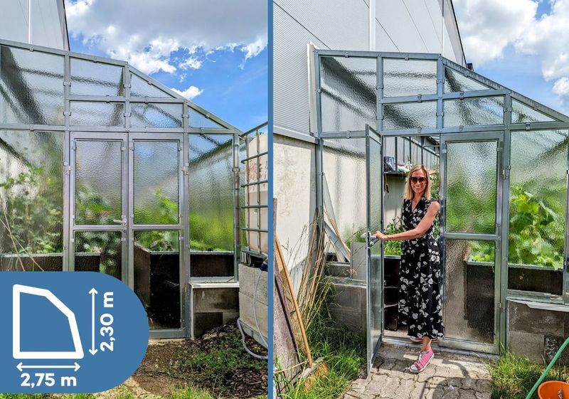 Rastlinjak ob steni GLAS VARIANT E - steklo 4mm - širina 2,75m - več dolžin + žleb + dostava