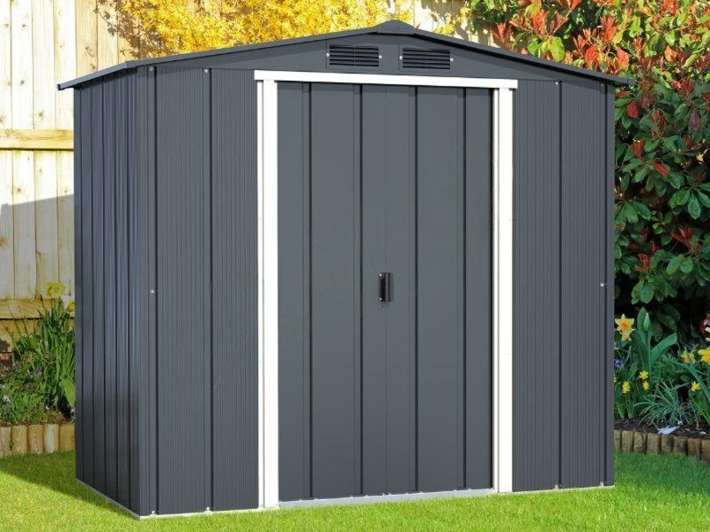 Kovinska vrtna hiška-uta-lopa 2,48m² - 2,02m x 1,22m - TEMNO SIVA