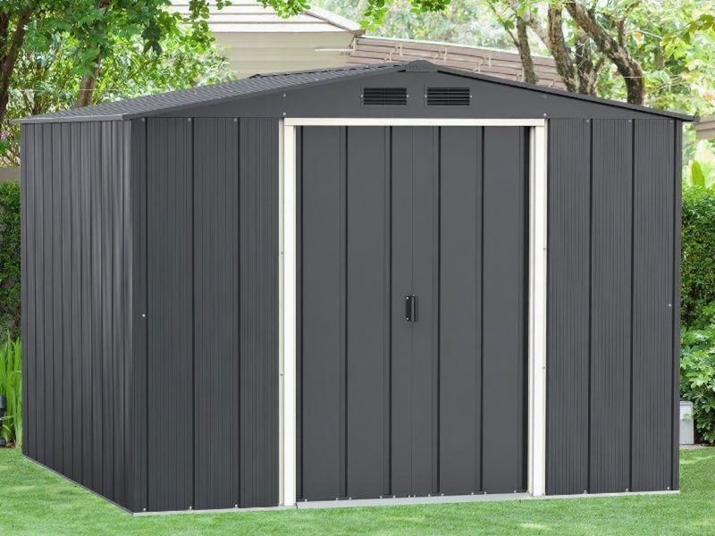 Kovinska vrtna hiška-uta-lopa 6,35 m² - 2,62m x 2,42m - TEMNO SIVA