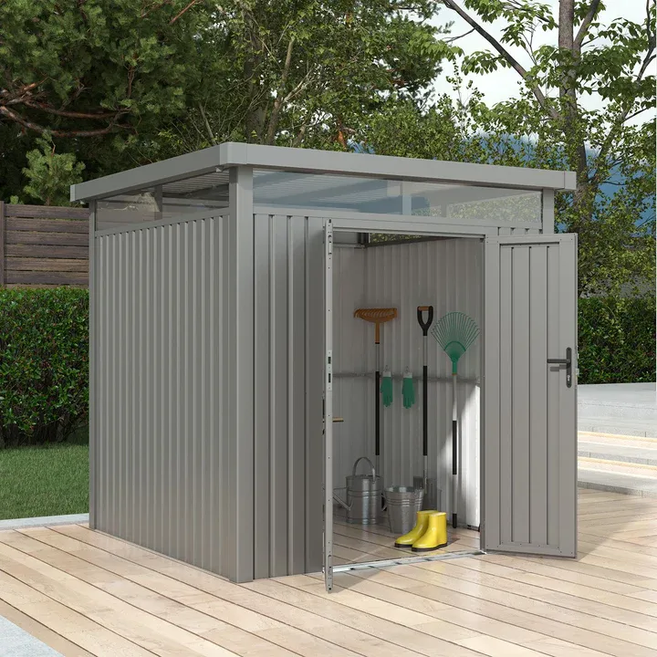 Vrtna kovinska hiška-uta-lopa 5,3 m² - 2,3 m x 2,3 m - SIVA