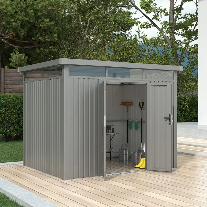 Vrtna kovinska hiška-uta-lopa 6,8 m² - 2,94 m x 2,30 m - SIVA