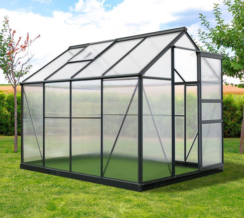 Antracit aluminijasti rastlinjak Flora 4,79 m² - 252 x 192 x 201 cm