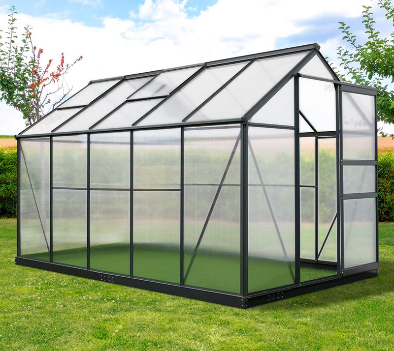 Antracit aluminijasti rastlinjak Flora 6 m² - 312 x 192 x 201 cm