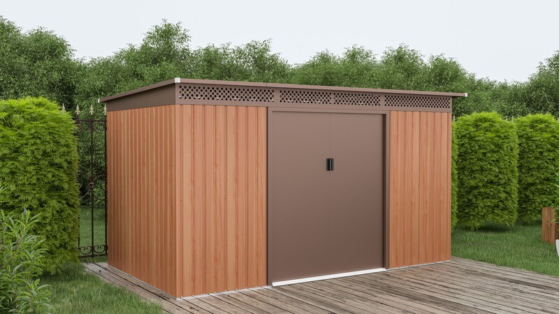 Vrtna kovinska hiška-uta-lopa 7,0 m² - 3,4 m x 2,06 m – RJAVA