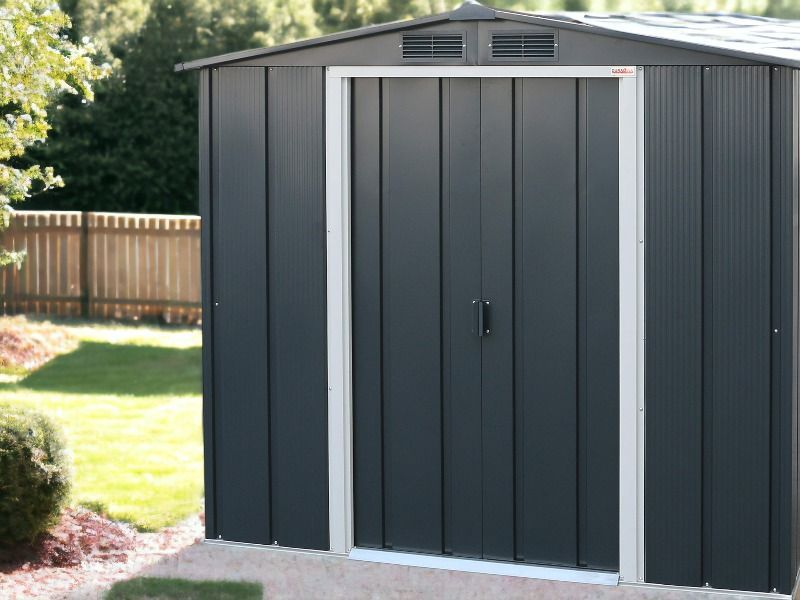 Kovinska vrtna hiška-uta-lopa 3,67 m² - 2,02m x 1,82m - TEMNO SIVA