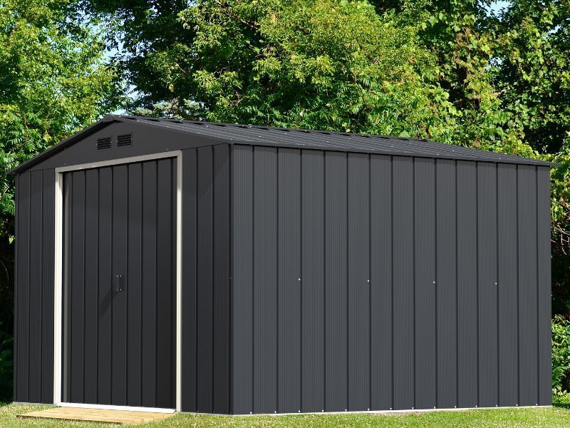 Kovinska vrtna hiška-uta-lopa 9,74 m² - 3,22m x 3,02m - TEMNO SIVA