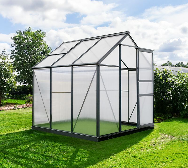 Antracit aluminijasti rastlinjak Flora 4 m² - 192 x 192 x 202 cm