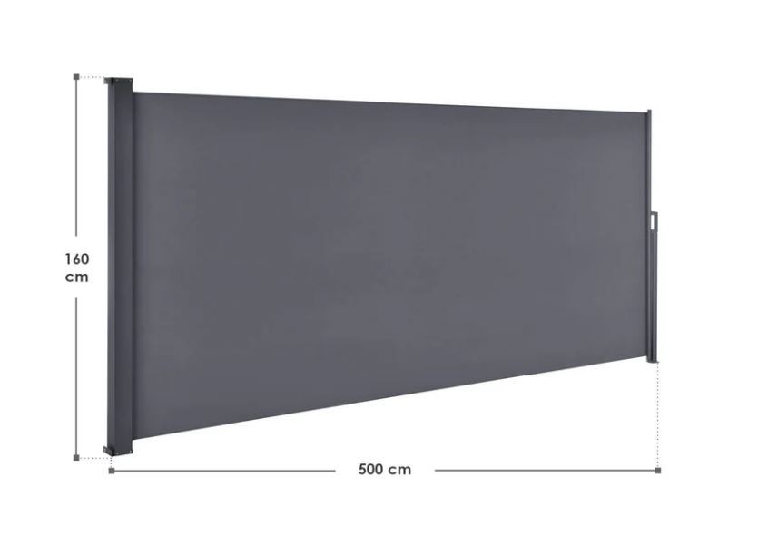 Stranska tenda 160/180/200 cm x 500 cm - SIVA, Dimenzije: 160 x 500 cm