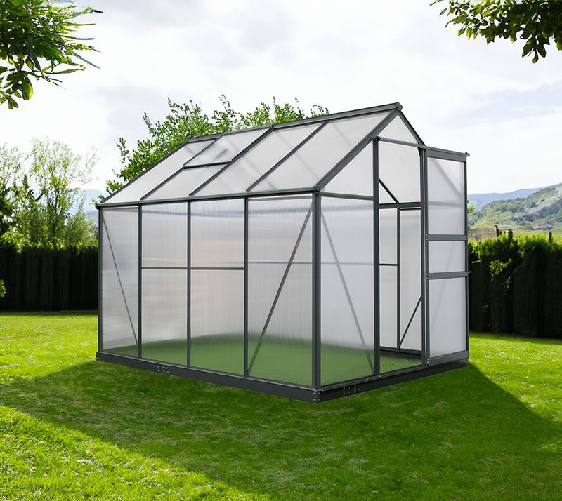 Antracit aluminijasti rastlinjak Flora 4,79 m² - 252 x 192 x 201 cm