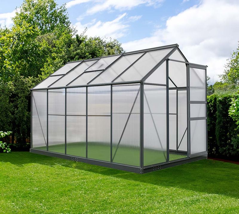 Antracit aluminijasti rastlinjak Flora 6 m² - 312 x 192 x 201 cm