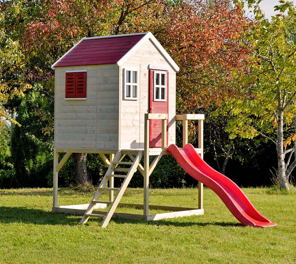 Lesena igralna hiška s toboganom Tiger