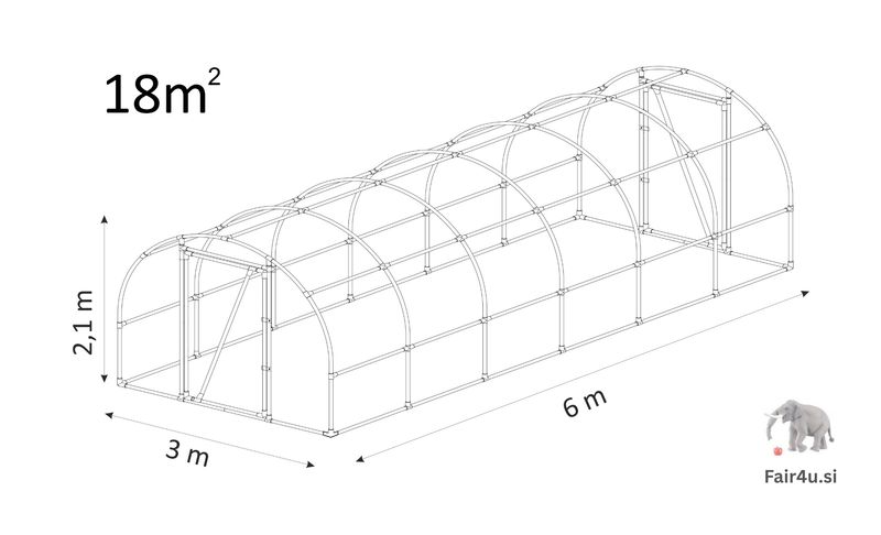 PVC rastlinjak Lemar [Aw6] 6,0 x 3,0 x 2,1 m