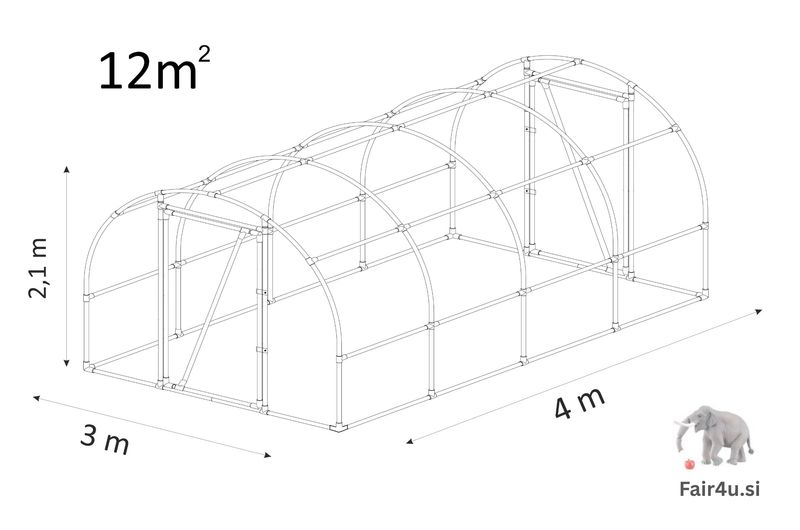 PVC rastlinjak Lemar [Aw4] 4,0 x 3,0 x 2,1 m
