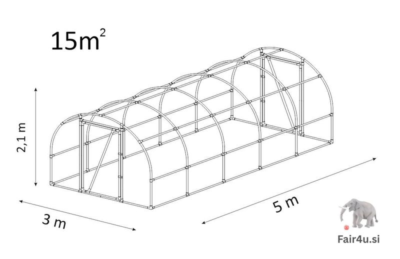 PVC rastlinjak Lemar [Aw5] 5,0 x 3,0 x 2,1 m
