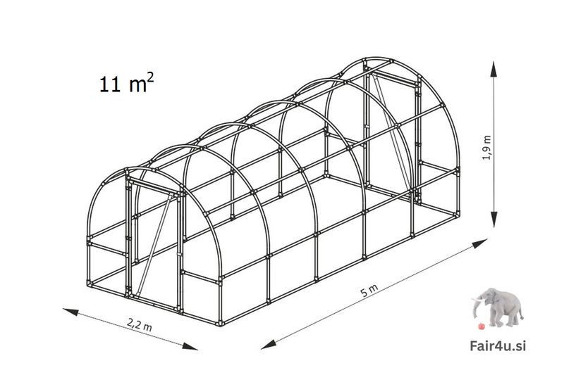 PVC rastlinjak Lemar [B5] 5,0 x 2,2 x 1,9 m