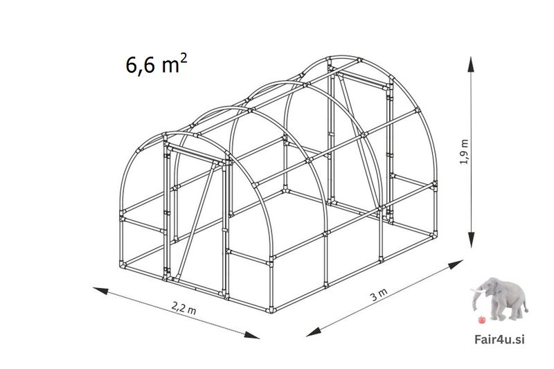 PVC rastlinjak Lemar [B3] 3,0 x 2,2 x 1,9 m