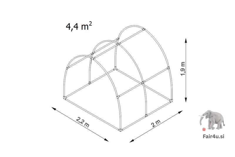 PVC rastlinjak Lemar [Bv2] 2,0 x 2,2 x 1,9 m