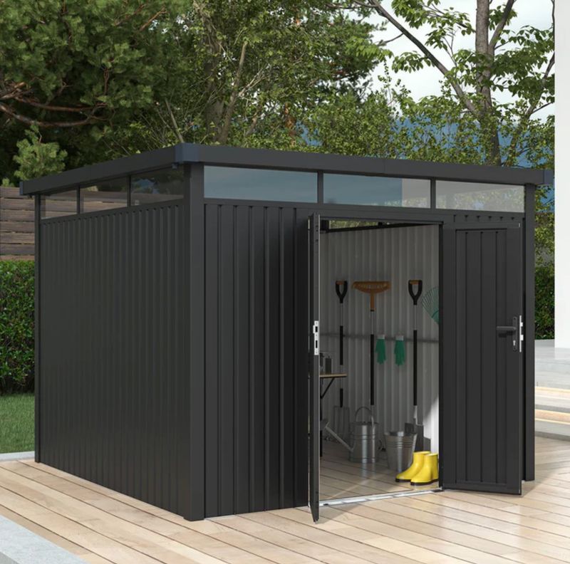 Vrtna kovinska hiška-uta-lopa 8,6 m² - 2,94 x 2,94 m - ANTRACIT