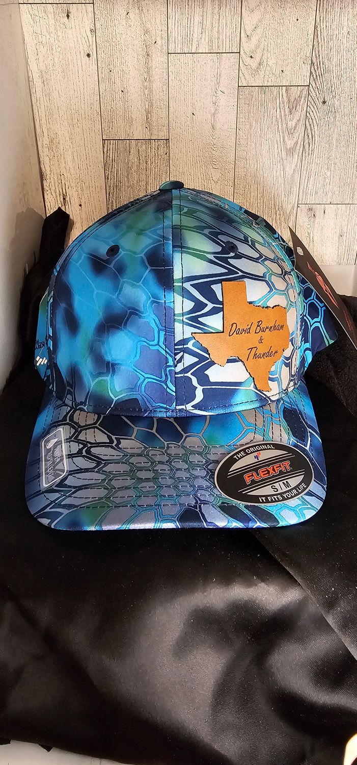 Texas Thunder Blue Design Leather Patch Hat