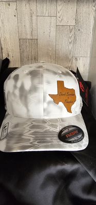 Texas Thunder White Gray Design Leather Patch Hat