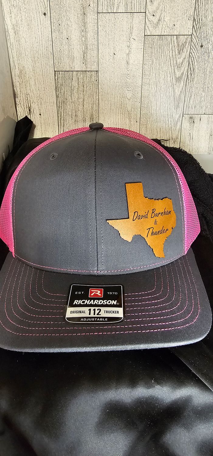 Texas Thunder Pink and Gray Leather Patch Hat