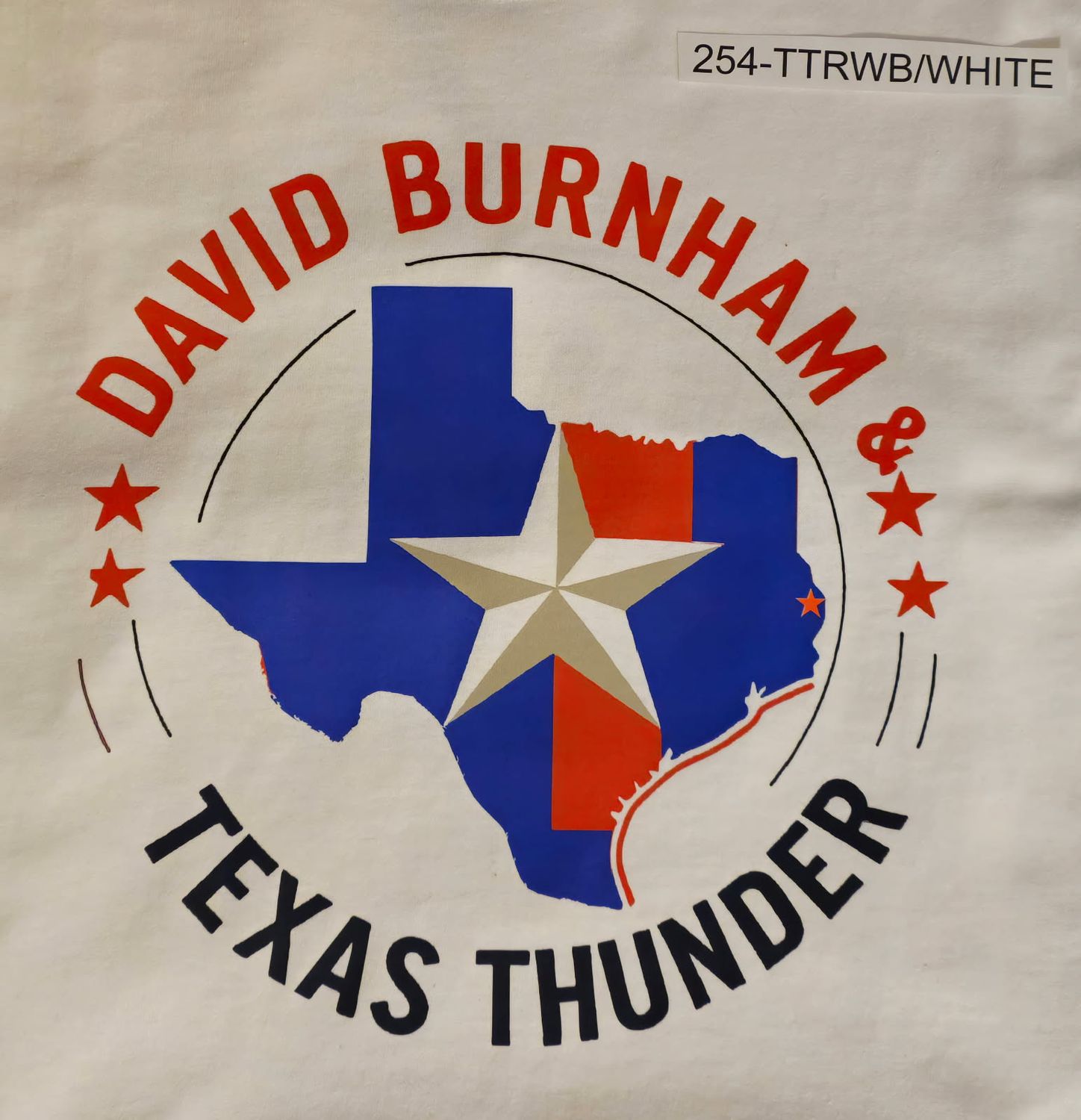 Texas Thunder Band Merch on White Tee Shirt