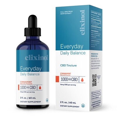 Elixinol Daily Balance Tincture – Cinnamint Full Spectrum Drops 1000mg CBD