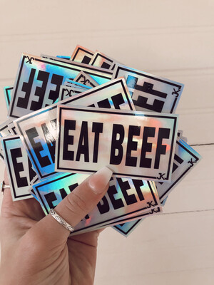 holographic eat beef sticker