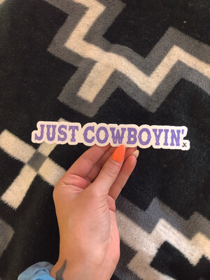 just cowboyin purple sticker