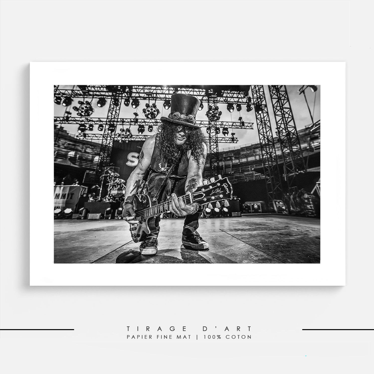 Photo concert Slash noir et blanc Eric Canto - Tirage art édition limitée 30ex signé - Photographie rock premium