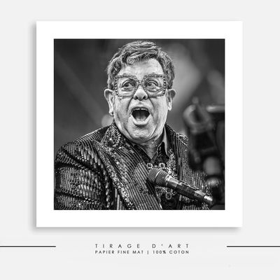 Tirage photo de Elton John Photo concert noir blanc Eric Canto - Tirage art édition limitée 30ex signé