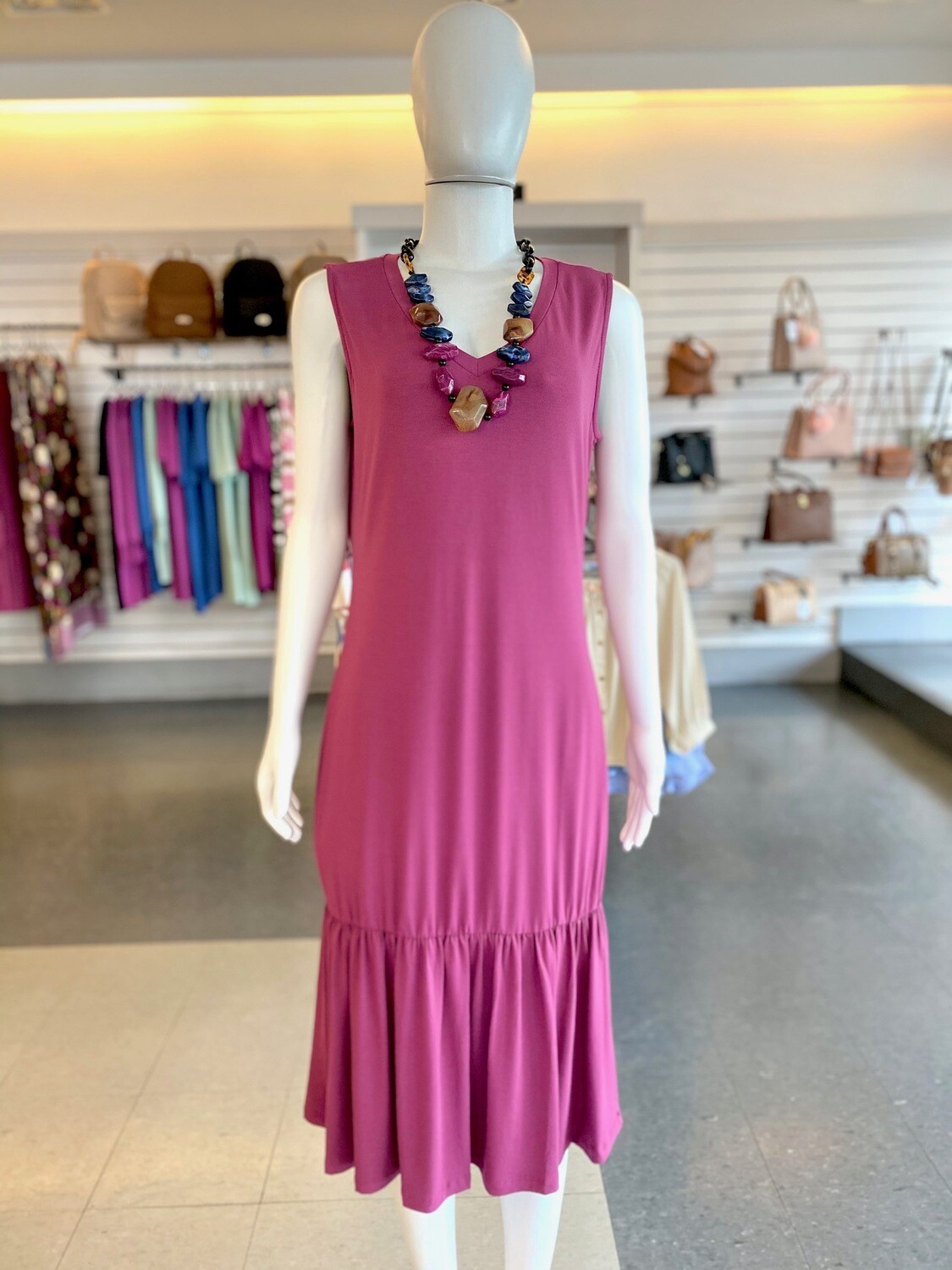 VESTIDO MIDI MAGENTA EM MALHA FEMININO GLOBE VESTIDO MIDI MAGENTA EM MALHA FEMININO GLOBE