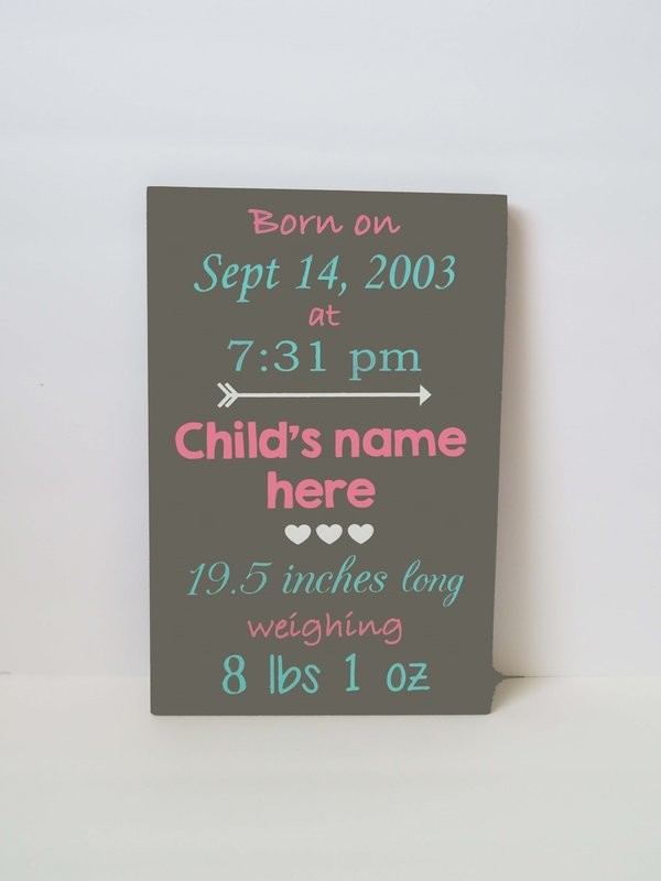 Personalized Child's Birth Info Sign
