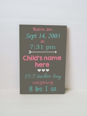 Personalized Child's Birth Info Sign