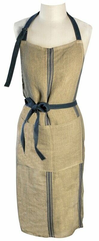 Thieffry Linen Blue Striped Full Apron