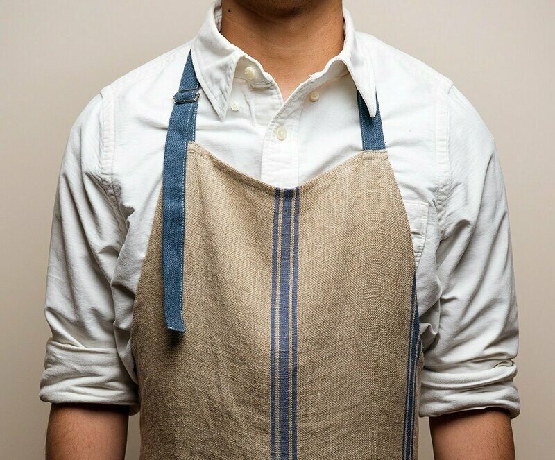 Thieffry Linen Blue Striped Full Apron
