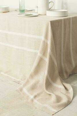 Thieffry White Striped Linen Tablecloth