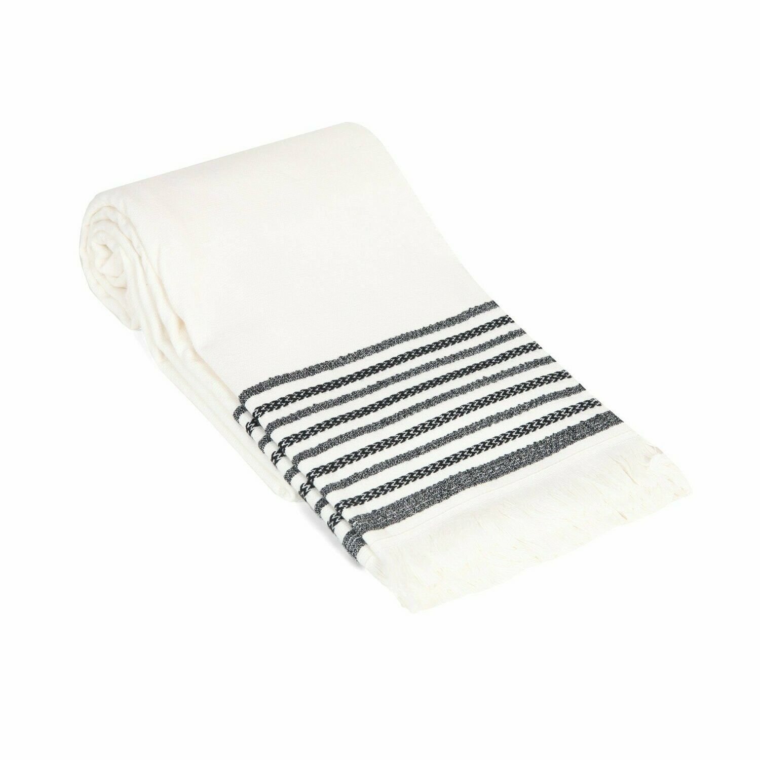 Turkish Cotton Kitchen Towel Off White & Striped- set of 2