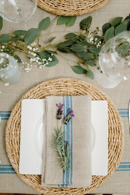 Thieffry Blue Striped Linen Napkin 