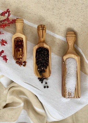 Olive Wood Spice Scoop Set